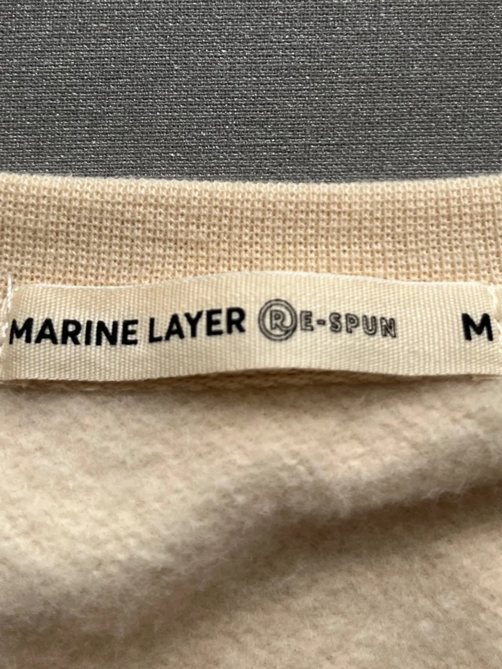 Marine Layer Jace Puff Sleeve Beige Re-Spun Sweatshirt Size Medium